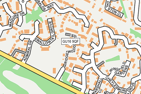 GU16 9QF map - OS OpenMap – Local (Ordnance Survey) GU16 9QF map - OS OpenMap – Local (Ordnance Survey)