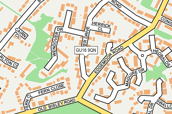 GU16 9QN map - OS OpenMap – Local (Ordnance Survey) GU16 9QN map - OS OpenMap – Local (Ordnance Survey)