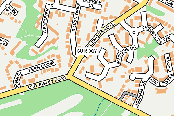 GU16 9QY map - OS OpenMap – Local (Ordnance Survey) GU16 9QY map - OS OpenMap – Local (Ordnance Survey)