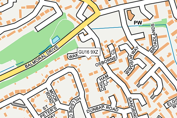 GU16 9XZ map - OS OpenMap – Local (Ordnance Survey) GU16 9XZ map - OS OpenMap – Local (Ordnance Survey)