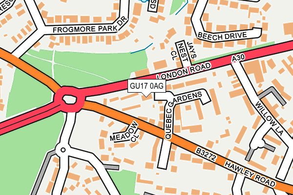 GU17 0AG map - OS OpenMap – Local (Ordnance Survey) GU17 0AG map - OS OpenMap – Local (Ordnance Survey)