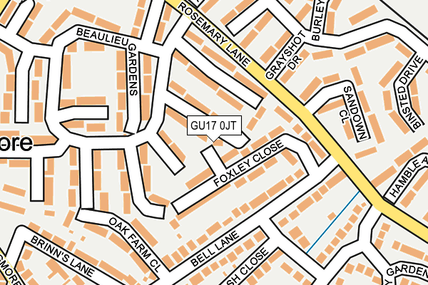 GU17 0JT map - OS OpenMap – Local (Ordnance Survey) GU17 0JT map - OS OpenMap – Local (Ordnance Survey)