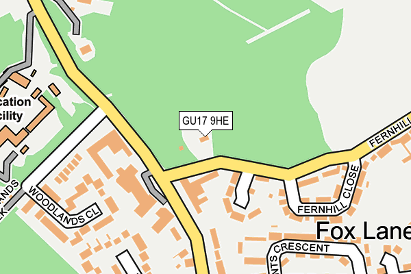 GU17 9HE map - OS OpenMap – Local (Ordnance Survey) GU17 9HE map - OS OpenMap – Local (Ordnance Survey)