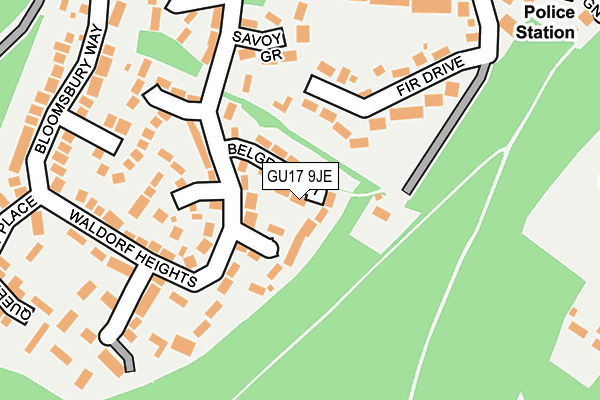 GU17 9JE map - OS OpenMap – Local (Ordnance Survey)
