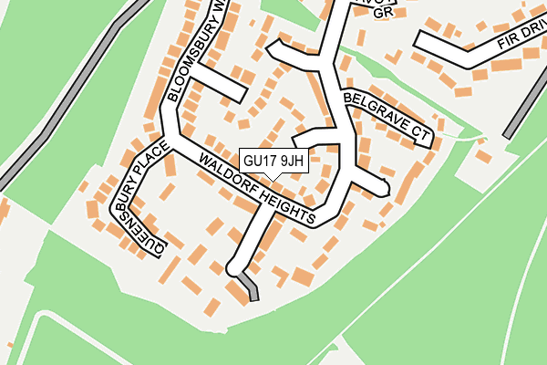 GU17 9JH map - OS OpenMap – Local (Ordnance Survey) GU17 9JH map - OS OpenMap – Local (Ordnance Survey)