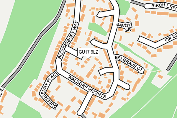 GU17 9LZ map - OS OpenMap – Local (Ordnance Survey) GU17 9LZ map - OS OpenMap – Local (Ordnance Survey)