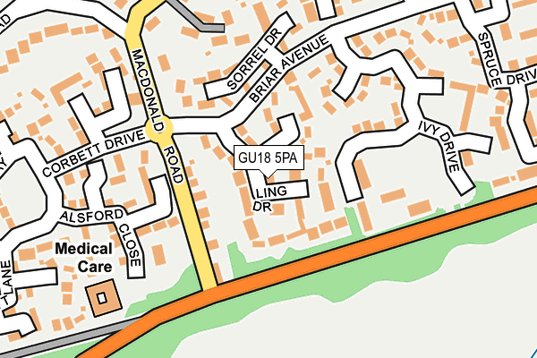GU18 5PA map - OS OpenMap – Local (Ordnance Survey) GU18 5PA map - OS OpenMap – Local (Ordnance Survey)