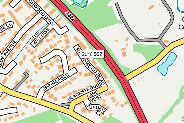 GU18 5QZ map - OS OpenMap – Local (Ordnance Survey) GU18 5QZ map - OS OpenMap – Local (Ordnance Survey)