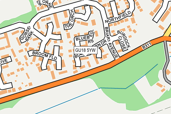 GU18 5YW map - OS OpenMap – Local (Ordnance Survey) GU18 5YW map - OS OpenMap – Local (Ordnance Survey)