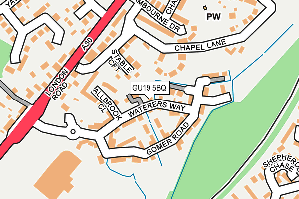 GU19 5BQ map - OS OpenMap – Local (Ordnance Survey) GU19 5BQ map - OS OpenMap – Local (Ordnance Survey)