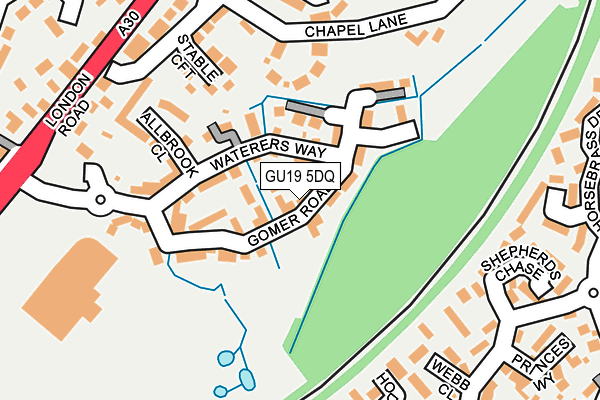 GU19 5DQ map - OS OpenMap – Local (Ordnance Survey) GU19 5DQ map - OS OpenMap – Local (Ordnance Survey)