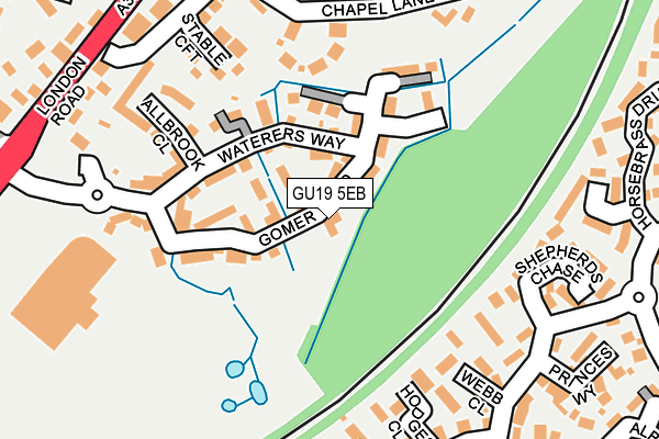 GU19 5EB map - OS OpenMap – Local (Ordnance Survey) GU19 5EB map - OS OpenMap – Local (Ordnance Survey)