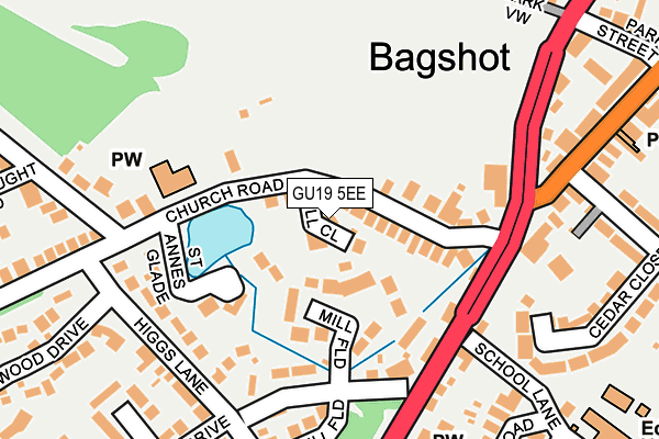 GU19 5EE map - OS OpenMap – Local (Ordnance Survey) GU19 5EE map - OS OpenMap – Local (Ordnance Survey)