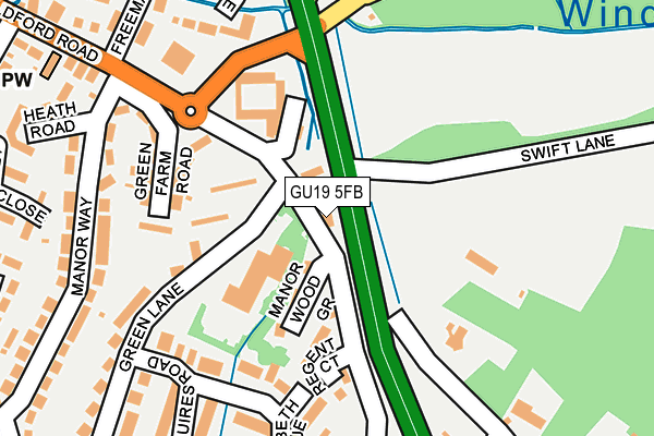 GU19 5FB map - OS OpenMap – Local (Ordnance Survey) GU19 5FB map - OS OpenMap – Local (Ordnance Survey)
