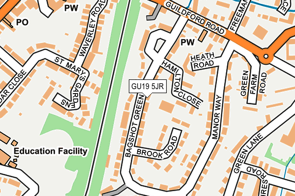 GU19 5JR map - OS OpenMap – Local (Ordnance Survey) GU19 5JR map - OS OpenMap – Local (Ordnance Survey)