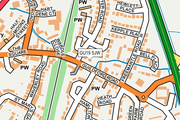 GU19 5JW map - OS OpenMap – Local (Ordnance Survey) GU19 5JW map - OS OpenMap – Local (Ordnance Survey)