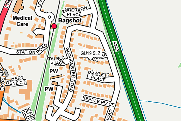GU19 5LZ map - OS OpenMap – Local (Ordnance Survey)