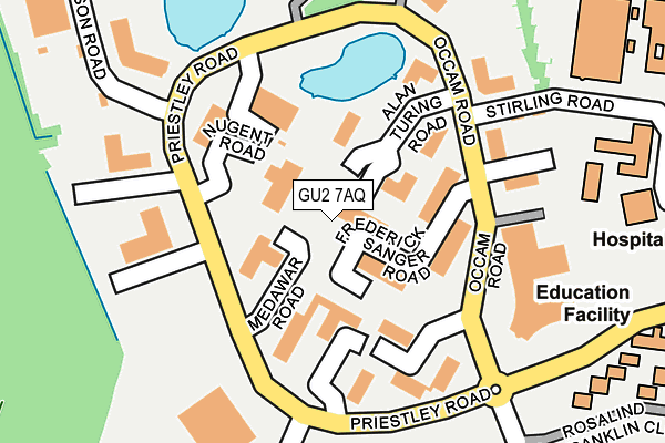 GU2 7AQ map - OS OpenMap – Local (Ordnance Survey)