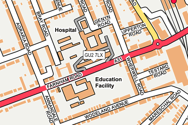GU2 7LX map - OS OpenMap – Local (Ordnance Survey) GU2 7LX map - OS OpenMap – Local (Ordnance Survey)