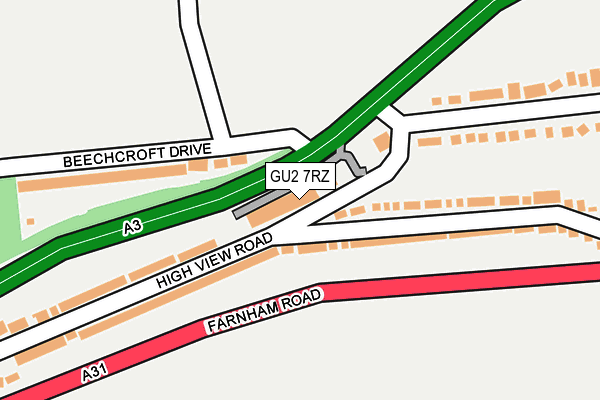GU2 7RZ map - OS OpenMap – Local (Ordnance Survey) GU2 7RZ map - OS OpenMap – Local (Ordnance Survey)