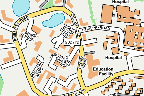 GU2 7YD map - OS OpenMap – Local (Ordnance Survey) GU2 7YD map - OS OpenMap – Local (Ordnance Survey)