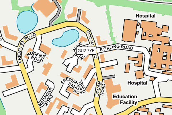 GU2 7YF map - OS OpenMap – Local (Ordnance Survey) GU2 7YF map - OS OpenMap – Local (Ordnance Survey)