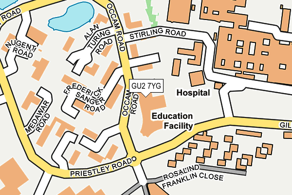 GU2 7YG map - OS OpenMap – Local (Ordnance Survey) GU2 7YG map - OS OpenMap – Local (Ordnance Survey)