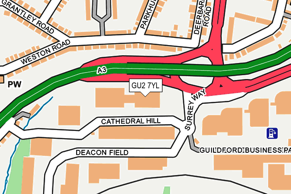 GU2 7YL map - OS OpenMap – Local (Ordnance Survey) GU2 7YL map - OS OpenMap – Local (Ordnance Survey)