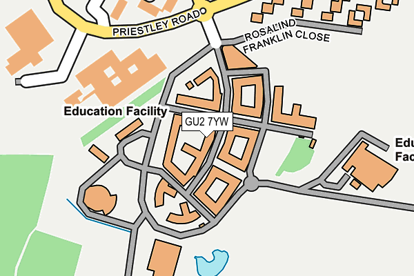 GU2 7YW map - OS OpenMap – Local (Ordnance Survey) GU2 7YW map - OS OpenMap – Local (Ordnance Survey)