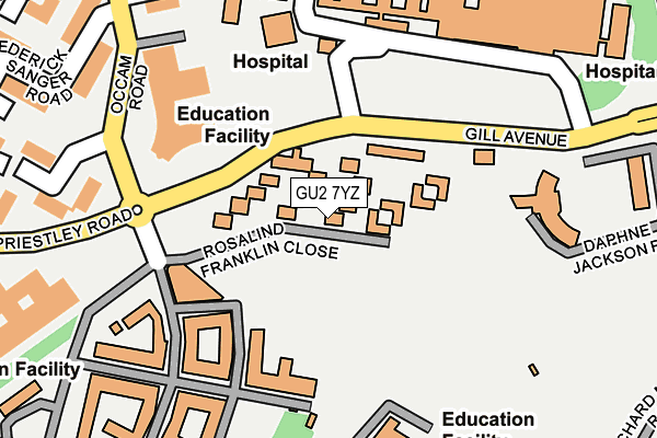 GU2 7YZ map - OS OpenMap – Local (Ordnance Survey) GU2 7YZ map - OS OpenMap – Local (Ordnance Survey)