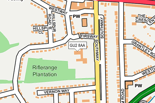 GU2 8AA map - OS OpenMap – Local (Ordnance Survey) GU2 8AA map - OS OpenMap – Local (Ordnance Survey)