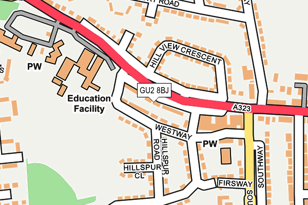 GU2 8BJ map - OS OpenMap – Local (Ordnance Survey) GU2 8BJ map - OS OpenMap – Local (Ordnance Survey)