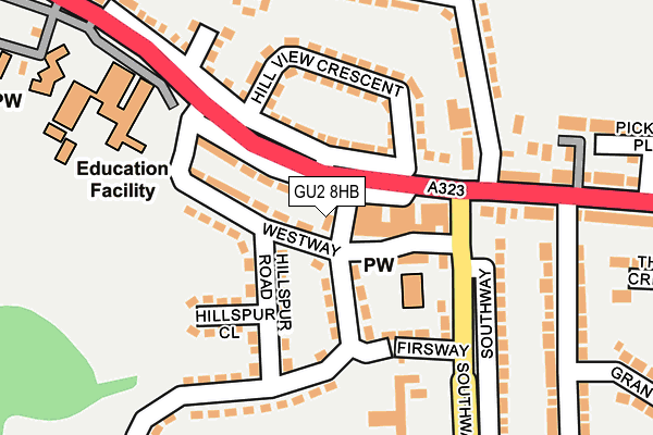 GU2 8HB map - OS OpenMap – Local (Ordnance Survey)