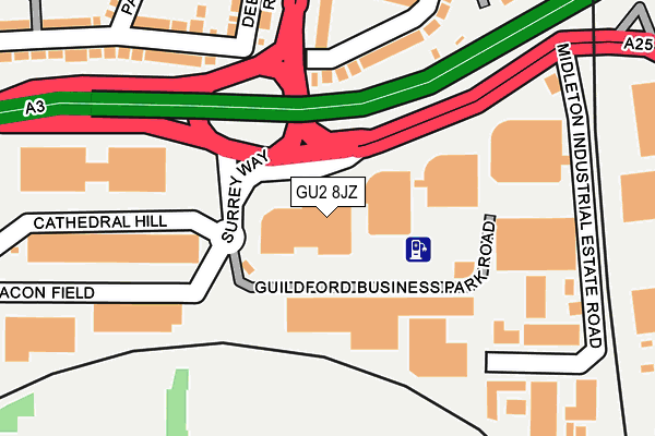 GU2 8JZ map - OS OpenMap – Local (Ordnance Survey) GU2 8JZ map - OS OpenMap – Local (Ordnance Survey)