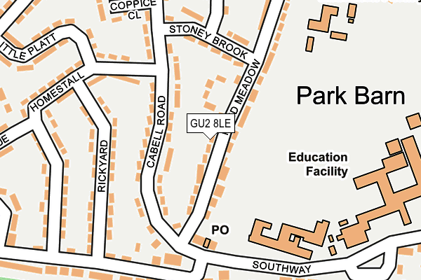 GU2 8LE map - OS OpenMap – Local (Ordnance Survey)