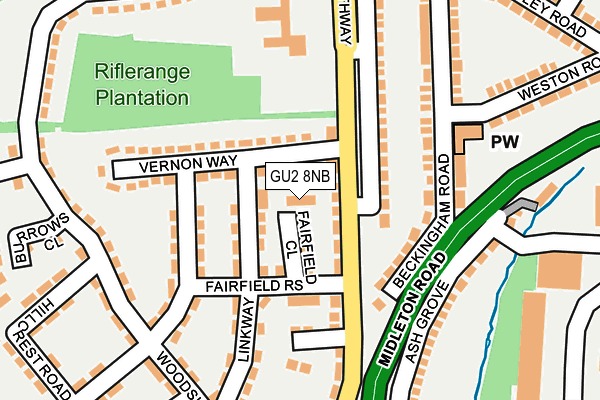 GU2 8NB map - OS OpenMap – Local (Ordnance Survey) GU2 8NB map - OS OpenMap – Local (Ordnance Survey)