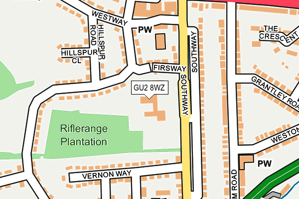GU2 8WZ map - OS OpenMap – Local (Ordnance Survey) GU2 8WZ map - OS OpenMap – Local (Ordnance Survey)