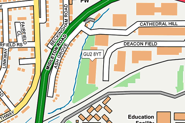 GU2 8YT map - OS OpenMap – Local (Ordnance Survey) GU2 8YT map - OS OpenMap – Local (Ordnance Survey)