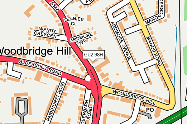 GU2 9SH map - OS OpenMap – Local (Ordnance Survey) GU2 9SH map - OS OpenMap – Local (Ordnance Survey)