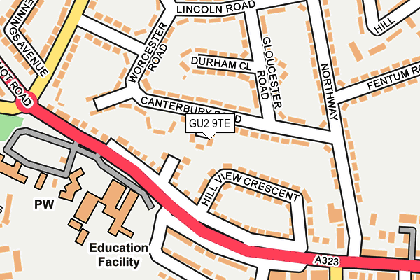 GU2 9TE map - OS OpenMap – Local (Ordnance Survey) GU2 9TE map - OS OpenMap – Local (Ordnance Survey)