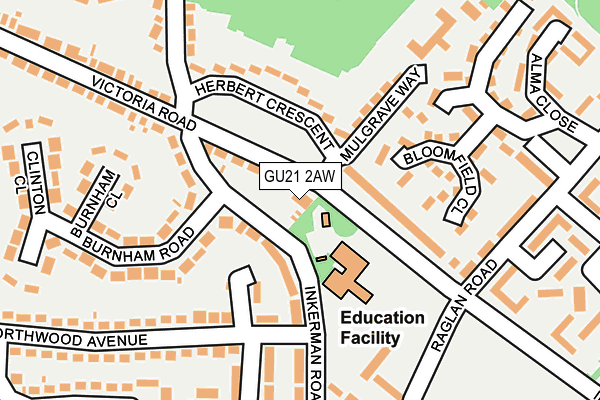 GU21 2AW map - OS OpenMap – Local (Ordnance Survey) GU21 2AW map - OS OpenMap – Local (Ordnance Survey)