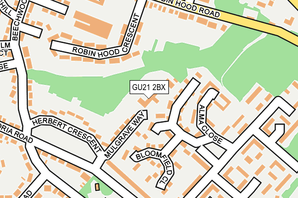 GU21 2BX map - OS OpenMap – Local (Ordnance Survey) GU21 2BX map - OS OpenMap – Local (Ordnance Survey)