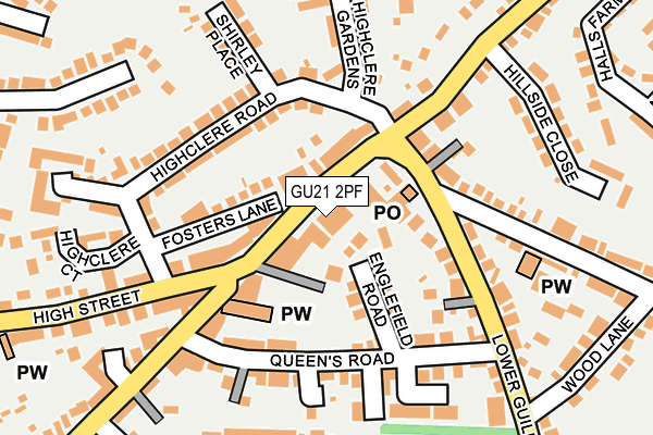 GU21 2PF map - OS OpenMap – Local (Ordnance Survey) GU21 2PF map - OS OpenMap – Local (Ordnance Survey)