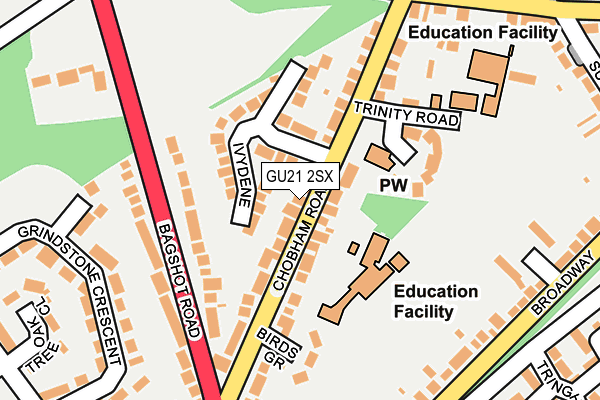 GU21 2SX map - OS OpenMap – Local (Ordnance Survey) GU21 2SX map - OS OpenMap – Local (Ordnance Survey)