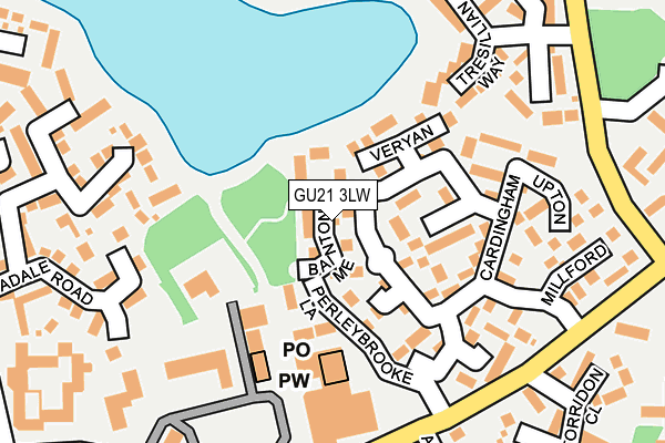 GU21 3LW map - OS OpenMap – Local (Ordnance Survey) GU21 3LW map - OS OpenMap – Local (Ordnance Survey)