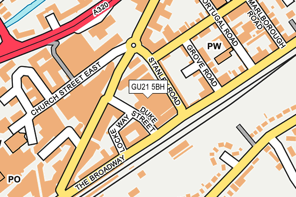 GU21 5BH map - OS OpenMap – Local (Ordnance Survey) GU21 5BH map - OS OpenMap – Local (Ordnance Survey)