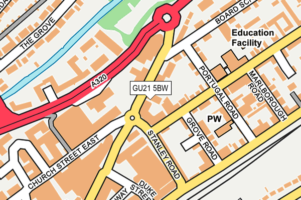 GU21 5BW map - OS OpenMap – Local (Ordnance Survey) GU21 5BW map - OS OpenMap – Local (Ordnance Survey)