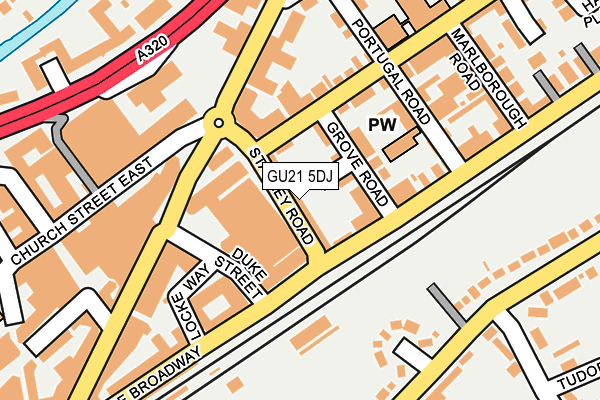 GU21 5DJ map - OS OpenMap – Local (Ordnance Survey) GU21 5DJ map - OS OpenMap – Local (Ordnance Survey)