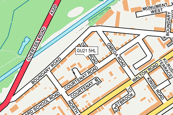 GU21 5HL map - OS OpenMap – Local (Ordnance Survey) GU21 5HL map - OS OpenMap – Local (Ordnance Survey)