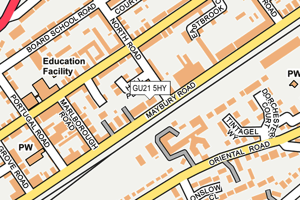 GU21 5HY map - OS OpenMap – Local (Ordnance Survey) GU21 5HY map - OS OpenMap – Local (Ordnance Survey)